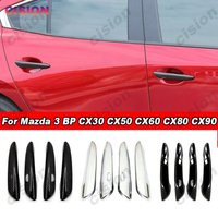 4x Black Chrome Carbon Fiber Exterior Car Door Handle Frame Panel Cover Trim ABS Sticker For Mazda 3 BP CX30 CX50 CX60 CX80 CX90