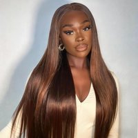 #4 Chocolate Brown Wig Human Hair 13x6 HD Lace Frontal 200 Density Straight Pre Plucked with Baby Hair Glueless Wigs for Women