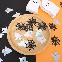 100Pcs Halloween Ghost Confetti, Spooky Spiderweb Ghost Table Decor for Halloween Shower & Horror Birthday Party