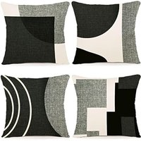 Black Geometric Pattern Pillow Case Home Decor Suitable for Office Sofa Cushion Living Room Garden Car Cushion Cover