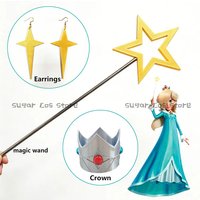Galaxy Princess Rosalina Cosplay Props Princess Crown Star Magic Wand Earrings Women Halloween Party Carnival Role Play Props
