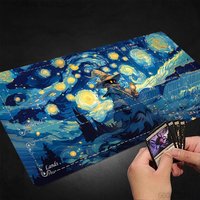 Artistic Starry Sky and Wizard MTG Playmat Magic Card Battle Mat Non-Slip Durable . Commander playmat tapete magic mtg