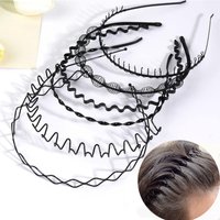 Minimalist Black Metal Hair Bands Set, Wavy Zigzag Non-Slip Headbands with Clips, Unisex Hair Hoops for Everyday Hair Styling and