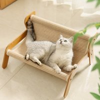 Summer New Large Sisal Cat Scratcher Lounge Bed 2-in-1 Breathable Wooden Hammock Anti-Scratch Indoor Sofa for Cats