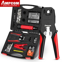 AMPCOM RJ45 sertisseuse Lan testeur ensemble d'outils Ethernet câble dénudeur poinçonnage outil rj 45 rj11 connecteurs 12 en 1 ensemble de réparation de câblage