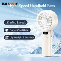 Portable Handheld Fan USB Rechargeable Mini Fan High Speed Cooling Fan with LED Digital Display for Travel Camping Outdoor