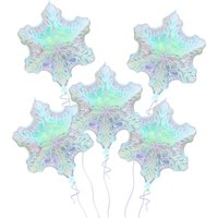 5Pcs 23 Inch Snowflake Balloons Glittering Snowflake Balloons Wonderland Ice and Snow Theme Birthday Party Supplies