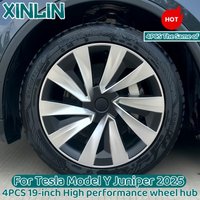4PCS for Tesla Model Y Juniper 19 Inch Smooth Style Hubcap Hub Cap Full Rim Cover Replacement Wheel Cap Accessories 2025-2026