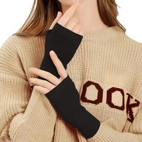 AliExpress WRELS Solid Half Finger Gloves Winter Half-Finger Gloves for Women Windproof Warm Versatile Slimming for Writting Cycling Touchscreen