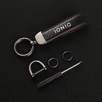 Leather car keychain Horseshoe Buckle Jewelry for Hyundai ioniq 2020 Styling Pendant car Accessories
