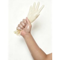 Transparent Tone Latex Short Gloves Stretchy Natural Rubber Full Finger Gloves