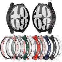 Glass+case for Samsung Galaxy Watch 4/5/6 44mm 40mm,All-Around Screen Protector Hard PC Bumper Tempered Glass for Galaxy watch 6