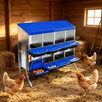 8 Compartment Chicken Nesting Boxes with Legs, Laying Boxes for Chicken Coop, Removable Tray, Easy Clean Nest Box for Hens, Outdoor Farm Yard, Blue