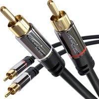 RCA/Phono Cable, 2 × 2 Plugs, Stereo Audio Cable, Practically Break-Proof & Flawless Sound Quality (coaxial, subwoofer/amp/HiFi