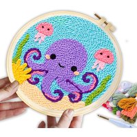GATYZTORY punch needle embroidery kit for beginners 20X20cm with frame handmade octopus Cross stitch set Diy Crafts Home Decor