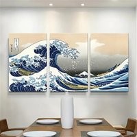 3pcs frameless canvas painting Japanese Style Canvas Print Posters Waves of Kanagawa Wall Art Paintings Living Room Bedroom Hal