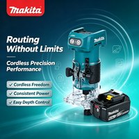 Makita DRT52 18V LXT Kompakter Akku-Router mit stabiler Geschwindigkeitsleistung, Holzbearbeitungsmaschine für vielseitige Kantenarbeiten, Nutenfräsen und Schlitzfräsen für Handwerker und
