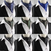 New Design Men's Ascot Scarf Necktie Fashion Paisley Floral Blue Green Cravat Business Office Party Gentleman Collar Accessories