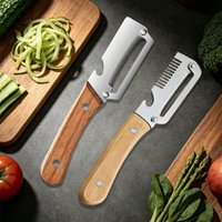 Stainless Steel Kitchen Peeler Vegetable Peeler with Wooden Handle for Peeling and Slicing Fruits and Vegetables Kitchen Tool