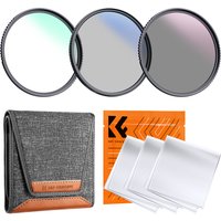 K&F CONCEPT MCUV CPL Polarizer Neutral Density Filters ND4 Lens Filter Kit 37mm-82mm with Cleaning Cloth and Bag for Camera lens