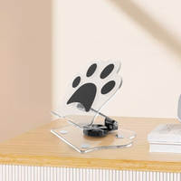 Kawaii Cute Cat Paw Acrylic Stand Clear 360 Rotatable Tablet Holder, Foldable Desktop Phone Support for iPad iPhone Girl Gift
