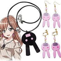 Anime BanG Dream Cosplay Jewelry Set Imai Lisa Necklace Earring Earstud Earclip Kawaii Rabbit Choker Chain Eardrop Accessories