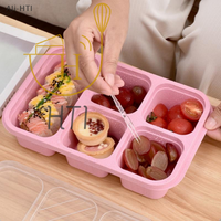 Leakproof Bento Box 5 Compartments with Lid Reusable for Lunch Meal and Snacks