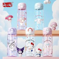 X&W 500ml Sanrio Cartoon Double Drink Plastic Leak Proof Straw Cup Suitable for Student Schools Portable Cold Drink Cup
