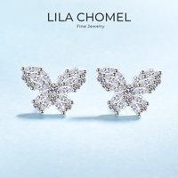 Lover Valentine's Day 18K White Gold Stud Earrings 1.386CT Moissanite Diamond Women PT950 Birthday Gift Girl Butterfly Earrings