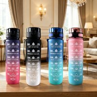 1000ML Sports Water Bottle Gradient Color Motivational Bottle with Time Marker Leak-proof Cup Gym Outdoor Drinkware Portable Gym