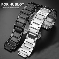 19mm-27mm Solid Stainless Steel Watch Band for Hublot Watch Strap Folding Butterfly Buckle Metal Luxury Watch Band Men Bracelet