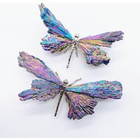 1PC Natural Colorful tourmaline Electroplanted Dragonfly spar crafts Handmade Reiki Healing Home Decoration Chakra Gift