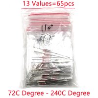 13 Kinds Values=65pcs Assortment Kit Thermal Fuse 10A 250V Thermal Cutoffs 72C Degree - 240C Degree Temperature Fuse
