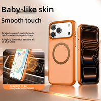 Ultra Thin Luxury Metallic Paint PC For Magsafe Magnetic Case for iPhone 17 16 Pro Max Wireless Charge Plating Shockproof Cover