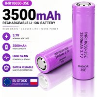 18650 Li-Ion Wiederaufladbare Batterie 3,7V 3500mAh INR18650-35E Hohe Kapazität 25A, Premium-Alternative zum Ersetzen alter Zellen, Größere Leistung und Dauer, Kompatibel mit Taschenlampen,