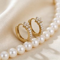 Diamond-Encrusted Flower Hoop Earrings, Three-Dimensional Flower Design, Lightweight and Comfortable on the Ear, Unique Item for Women, Niche Design Earrings, Micro-Inlaid Earrings, Layered Earrings,