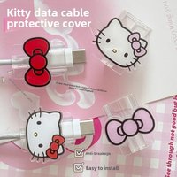 Kawaii cartoon Hello kitty data cable protection case suitable for Apple, Huawei, etc. Cute data cable anti-broken holiday gift