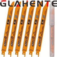 6-Pc Bi-Metal Reciprocating Saw Blades - Coarse/Fine Teeth for Metal/Wood/Plastic/Aluminum Cutting