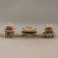 Retro Brass Micro Landscape Chinese Rockery Ancient Pavilion Ancient Architecture Miniature Model Bonsai Fish Tank Decoration