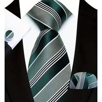 Fashion 8cm Mens Tie Dark Green Solid Paisley Striped Floral Necktie Handkerchief Cufflinks Set For Wedding Business Party