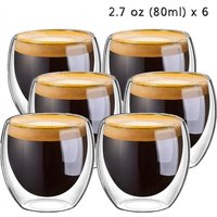 1-6PCS 80-650ml Double Wall Glass Clear Handmade Heat Resistant Tea Cups Healthy Drink Coffee Milk Mug Insulated Shot Glass Gift