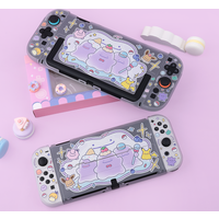 Cartoon Cute Switch Transparent Protective Case for Nintendo Switch 2/OLED Console Hard Cover Joy-Con Stick Caps Accessories
