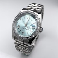 Stainless Steel Luxury Watch Inlaid Zircon for Male Female, 36 & 39mm Sizes, Date Window, Equipped with Chinese NH35 Movement