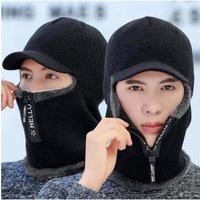 AliExpress NONE Knitted Pullover Hat Unisex Winter Polyester Fiber Windproof Hat Outdoor Cycling Warm and Cold-proof Ear Protection Hats