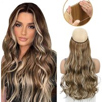 WIGSIN Synthetic One Piece No Clip Hair Extension 20Inch Long Curly Fish Line Fake Hair Piece for Women