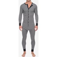 Spring Men O Neck One-piece Pajamas Long Sleeve Striped Daily Home Wear Rompers Slim-fit Button-down Cozy Sexy Tight Sleepwear