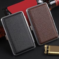 PU Leather Cigarettes Box Compact Smokers Tin Pocket case Storage Flexible Cigarettes Container Mens portable smoking accessory