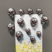 6pcs Gothic Red Eye Skull Fridge Magnets 2 Sizes Punk Metal Home Decor Party Arts Accessory Refrigerator Skull Ornaments