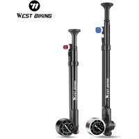 WEST BIKING MTB Fork Pump With Pressure Gauge 300/400 PSI High Pressure Moutain Bike Shock Pump Manual Air Pump Scharder Hose