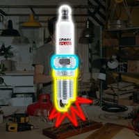 1 Piece of Decorative Plaque Logo LED Neon Light Spark Plug Neon Light Logo for Men's Cave Car Parts Car Repair Shop Workshop